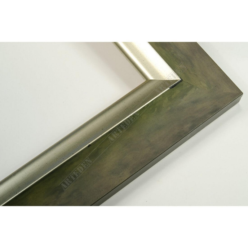 SCO2020/202 45x23 - drewniana pastelli zielona-srebrna rama do obrazów i luster