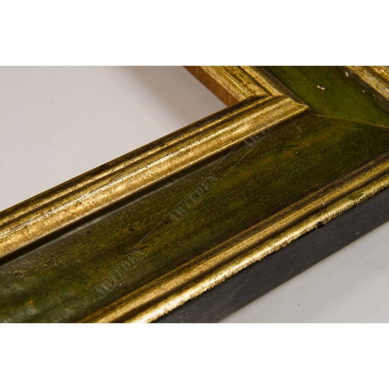 SCO826/47 47x19 - drewniana złota-zielona rama do obrazów i luster