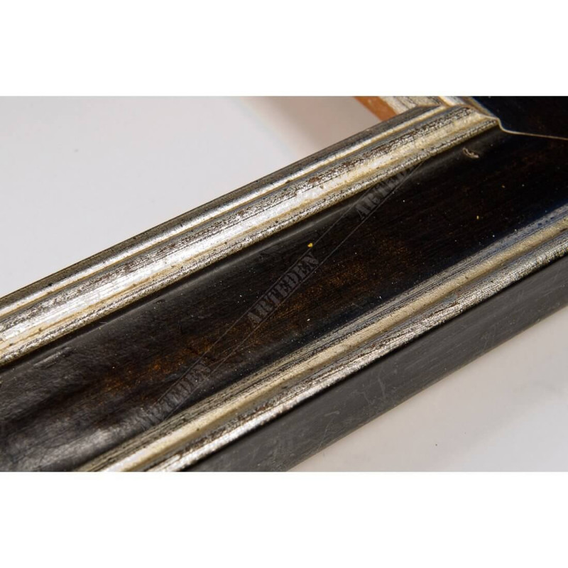 SCO826/48 47x19 - drewniana srebrna-czarna rama do obrazów i luster