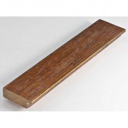 SCOM45/81 43x14 - drewniana brązowy kornik - złoty pas rama do obrazów i luster sample